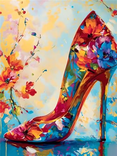 5D Diamond Painting High Heels Blume Diamant Painting Bilder, Diamond Painting Kinder, DIY Diamond Painting Basteln Mädchen, Wohnzimmer und Schlafzimmer Wanddeko, Weihnachten Geschenke 45x60cm P-7830 von Saweefog