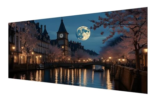 5D Diamond Painting Kirschblüten Diamond Painting Erwachsene groß 40x80cm, Big Ben Diamant Painting Set für Erwachsene Kinder, DIY Vollbohrer Diamanten Malerei Stickerei Zubehör Set, Home Dekor P-467 von Saweefog