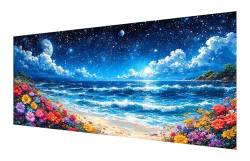 5D Diamond Painting Mond Diamond Painting Erwachsene groß xxl 40x80cm, Strand Diamant Painting Set für Erwachsene Kinder, DIY Vollbohrer Diamanten Malerei Stickerei Zubehör Set, Home Dekor P-481 von Saweefog