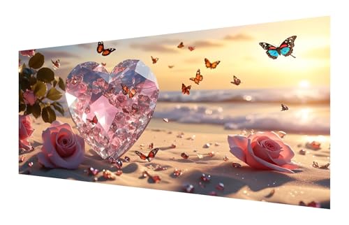 5D Diamond Painting Schmetterling Diamond Painting Erwachsene groß 120x60cm, Rose Diamant Painting Set für Erwachsene Kinder, DIY Vollbohrer Diamanten Malerei Stickerei Zubehör Set, Home Dekor P-669 von Saweefog