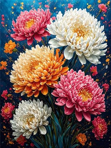 5D Diamond Painting Set für Erwachsene, Chrysanthemfarbe Diamant Painting Bilder Kinder, DIY Mosaikherstellung Malen Nach Zahlen Full Drill Stickerei Malerei Kits für Home Wand Décor 50x70cm P-8935 von Saweefog