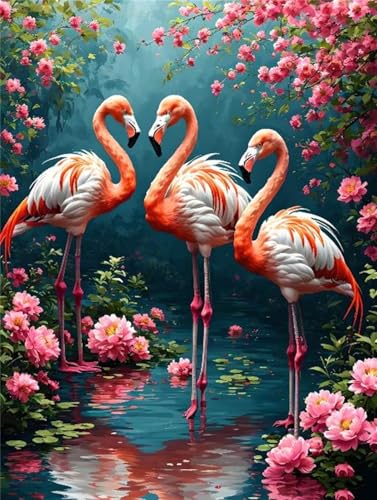 5D Diamond Painting Set für Erwachsene, Flamingo Tiere Diamant Painting Bilder Kinder, DIY Mosaikherstellung Malen Nach Zahlen Full Drill Stickerei Malerei für Home Halloween Wand Décor 50x70cm P-8707 von Saweefog