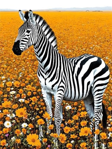 5D Diamond Painting Set für Erwachsene, Zebra-Tiere Diamant Painting Bilder Kinder, DIY Mosaikherstellung Malen Nach Zahlen Full Drill Stickerei Malerei für Home Halloween Wand Décor 80x120cm P-6250 von Saweefog