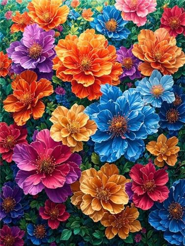 Bunte Blumen Diamond Painting Erwachsene, 5D Diamant Painting Bilder Kinder, DIY Vollbohrer Diamant Kunst Malerei Stickerei Set, Basteln Geschenk Mädchen, Kreuzstich Home Wand Dekor 40x50cm P-6713 von Saweefog