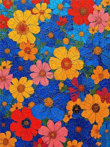 Bunte Gänseblümchen Diamond Painting Erwachsene, 5D Diamant Painting Bilder Kinder, Vollbohrer Diamant Kunst Malerei Stickerei Set, Basteln Geschenk Mädchen, Kreuzstich Home Wand Dekor 90x135cm P-6623 von Saweefog