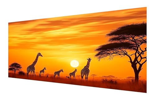 Diamond Painting Afrika, 5D Tier Diamant Painting Bilder Erwachsene, DIY Vollbohrer Cross Stickerei Diamant Kunst Malerei, Diamond Painting Groß XXL für Zimmer Wanddeko Bastel Geschenk 70x140cm P-110 von Saweefog