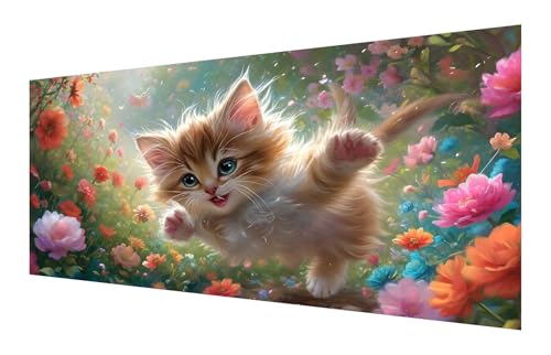 Diamond Painting Blume, 5D Katze Diamant Painting Bilder Erwachsene, DIY Vollbohrer Cross Stickerei Diamant Kunst Malerei, Diamond Painting Groß XXL für Zimmer Wanddeko Bastel Geschenk 30x60cm P-190 von Saweefog