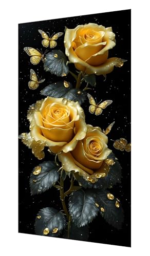 Diamond Painting Blumen, 5D Rose Diamant Painting Bilder Erwachsene, DIY Vollbohrer Cross Stickerei Diamant Kunst Malerei, Diamond Painting Groß XXL für Zimmer Wanddeko Bastel Geschenk 30x60cm P-217 von Saweefog