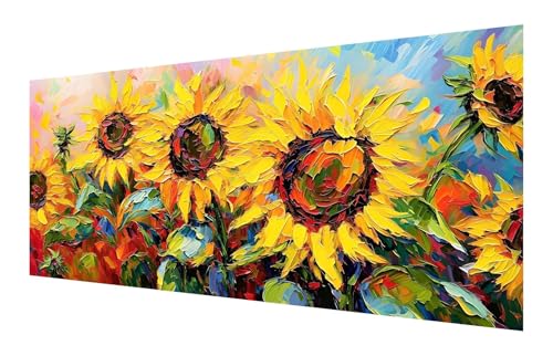 Diamond Painting Erwachsene, 5D Abstrakt Diamond Painting Groß XXL 35x70cm, DIY Vollbohrer Diamant Painting Bilder Sonnenblume Malen nach Zahlen, für Wohnzimmer Schlafzimmer Wanddeko, Geschenk P-43 von Saweefog