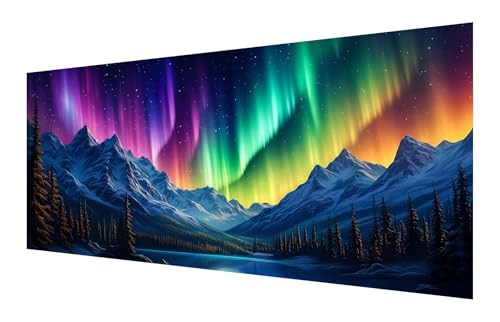 Diamond Painting Erwachsene, 5D Aurora Diamond Painting Groß XXL 70x35cm, DIY Vollbohrer Diamant Painting Bilder See Malen nach Zahlen, für Wohnzimmer Schlafzimmer Wanddeko, Geschenk Mädchen P-729 von Saweefog