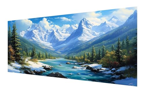 Diamond Painting Erwachsene, 5D Berg Diamond Painting Groß XXL 55x110cm, DIY Vollbohrer Diamant Painting Bilder Landschaft Malen nach Zahlen,, Wohnzimmer Schlafzimmer Wanddeko, Geschenk Mädchen P-409 von Saweefog