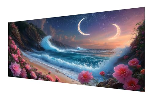 Diamond Painting Erwachsene, 5D Blume Diamond Painting Groß XXL 160x80cm, DIY Vollbohrer Diamant Painting Bilder Strand Malen nach Zahlen, für Wohnzimmer Schlafzimmer Wanddeko, Geschenk Mädchen P-679 von Saweefog