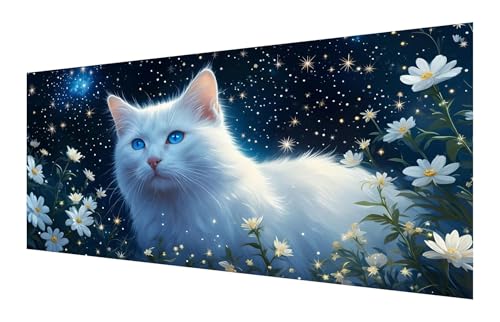 Diamond Painting Erwachsene, 5D Blume Diamond Painting Groß XXL 35x70cm, DIY Vollbohrer Diamant Painting Bilder Katze Malen nach Zahlen, für Wohnzimmer Schlafzimmer Wanddeko, Geschenk Mädchen P-189 von Saweefog