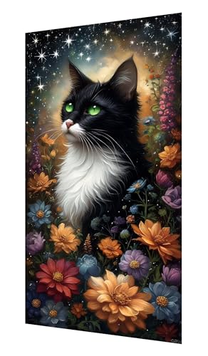 Diamond Painting Erwachsene, 5D Blume Diamond Painting Groß XXL 35x70cm, DIY Vollbohrer Diamant Painting Bilder Katze Malen nach Zahlen, für Wohnzimmer Schlafzimmer Wanddeko, Geschenk Mädchen P-191 von Saweefog