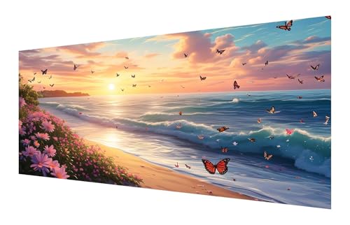 Diamond Painting Erwachsene, 5D Blume Diamond Painting Groß XXL 35x70cm, DIY Vollbohrer Diamant Painting Bilder Strand Malen nach Zahlen, für Wohnzimmer Schlafzimmer Wanddeko, Geschenk Mädchen P-208 von Saweefog