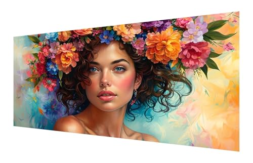 Diamond Painting Erwachsene, 5D Blume Diamond Painting Groß XXL 55x110cm, DIY Vollbohrer Diamant Painting Bilder Frau Malen nach Zahlen, für Wohnzimmer Schlafzimmer Wanddeko, Geschenk Mädchen P-204 von Saweefog