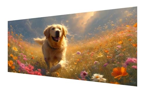 Diamond Painting Erwachsene, 5D Blume Diamond Painting Groß XXL 70x35cm, DIY Vollbohrer Diamant Painting Bilder Golden Retriever Malen nach Zahlen, für Wohnzimmer Schlafzimmer Wanddeko Geschenk P-684 von Saweefog