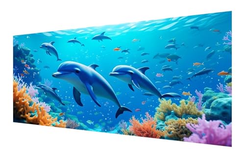 Diamond Painting Erwachsene, 5D Delphin Diamond Painting Groß XXL 80x160cm, DIY Vollbohrer Diamant Painting Bilder Unterwasserwelt Malen nach Zahlen,, Wohnzimmer Schlafzimmer Wanddeko Geschenk P-144 von Saweefog