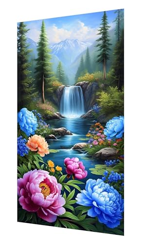 Diamond Painting Erwachsene, 5D Fallen Diamond Painting Groß XXL 35x70cm, DIY Vollbohrer Diamant Painting Bilder Pfingstrose Malen nach Zahlen, für Wohnzimmer Schlafzimmer Wanddeko, Geschenk P-383 von Saweefog