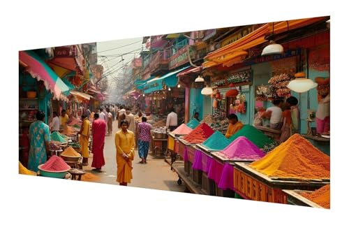 Diamond Painting Erwachsene, 5D Indien Diamond Painting Groß XXL 35x70cm, DIY Vollbohrer Diamant Painting Bilder Straße Malen nach Zahlen, für Wohnzimmer Schlafzimmer Wanddeko, Geschenk Mädchen P-465 von Saweefog