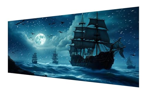 Diamond Painting Erwachsene, 5D Mond Diamond Painting Groß XXL 160x80cm, DIY Vollbohrer Diamant Painting Bilder Schiff Malen nach Zahlen, für Wohnzimmer Schlafzimmer Wanddeko, Geschenk Mädchen P-987 von Saweefog