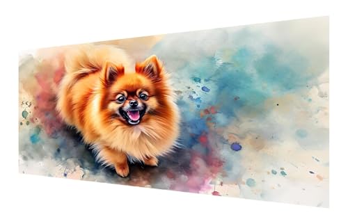 Diamond Painting Erwachsene, 5D Tier Diamond Painting Groß XXL 55x110cm, DIY Vollbohrer Diamant Painting Bilder Zwergspitz Malen nach Zahlen,, Wohnzimmer Schlafzimmer Wanddeko, Geschenk Mädchen P-55 von Saweefog