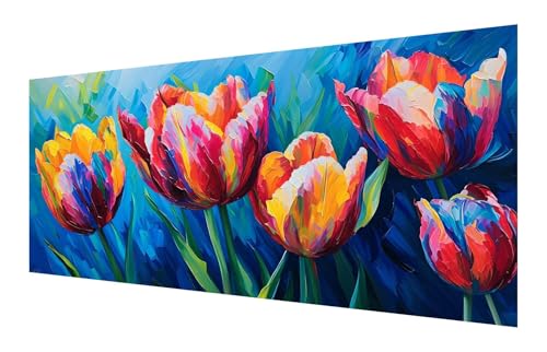 Diamond Painting Erwachsene, 5D Tulpe Diamond Painting Groß XXL 35x70cm, DIY Vollbohrer Diamant Painting Bilder Blume Malen nach Zahlen, für Wohnzimmer Schlafzimmer Wanddeko, Geschenk Mädchen P-476 von Saweefog