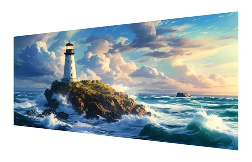 Diamond Painting Erwachsene, 5D Wellen Diamond Painting Groß XXL 80x160cm, DIY Vollbohrer Diamant Painting Bilder Leuchtturm Malen nach Zahlen, für Wohnzimmer Schlafzimmer Wanddeko, Geschenk P-138 von Saweefog