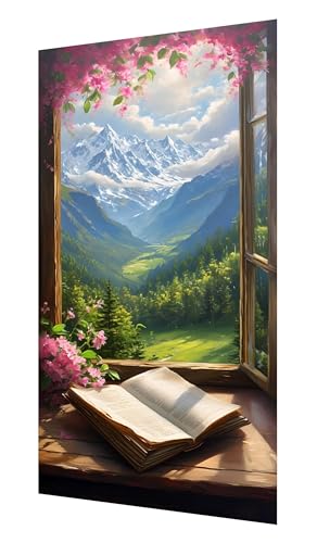 Diamond Painting Fenster, 5D Landschaft Diamant Painting Bilder Erwachsene, DIY Vollbohrer Cross Stickerei Diamant Kunst Malerei, Diamond Painting Groß XXL für Zimmer Wanddeko Geschenk 100x200cm P-46 von Saweefog