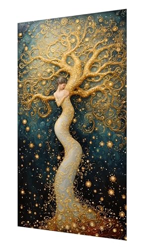 Diamond Painting Frau, 5D Baum des Lebens Diamant Painting Bilder Erwachsene, DIY Vollbohrer Cross Stickerei Diamant Kunst Malerei, Diamond Painting Groß XXL, Zimmer Wanddeko Geschenk 70x140cm P-375 von Saweefog