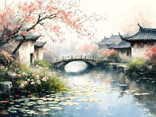 Diamond Painting Japanische Landschaft Diamant Painting Bilder, Diamond Painting Kinder AnfäNger, DIY Diamond Painting Basteln Mädchen, Wohnzimmer und Schlafzimmer Wanddeko Geschenke 100x150cm P-4716 von Saweefog