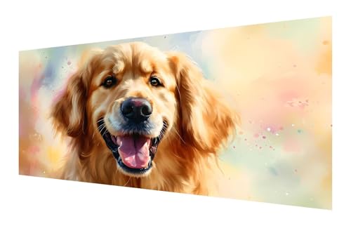 Diamond Painting Tier, 5D Golden Retriever Diamant Painting Bilder Erwachsene, DIY Vollbohrer Cross Stickerei Diamant Kunst Malerei, Diamond Painting Groß XXL, Zimmer Wanddeko Geschenk 100x200cm P-65 von Saweefog