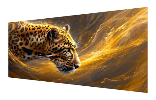 Diamond Painting Tier, 5D Leopard Diamant Painting Bilder Erwachsene, DIY Vollbohrer Cross Stickerei Diamant Kunst Malerei, Diamond Painting Groß XXL für Zimmer Wanddeko Bastel Geschenk 70x140cm P-54 von Saweefog