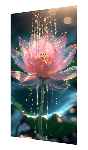 Diamond Painting Traum, 5D Lotus Diamant Painting Bilder Erwachsene, DIY Vollbohrer Cross Stickerei Diamant Kunst Malerei, Diamond Painting Groß XXL für Zimmer Wanddeko Bastel Geschenk 70x140cm P-337 von Saweefog