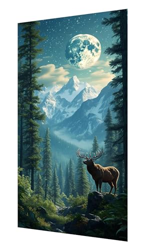 Diamond Painting Wald, 5D Reh Diamant Painting Bilder Erwachsene, DIY Vollbohrer Cross Stickerei Diamant Kunst Malerei, Diamond Painting Groß XXL für Schlaf Zimmer Wanddeko Geschenk 70x140cm P-397 von Saweefog