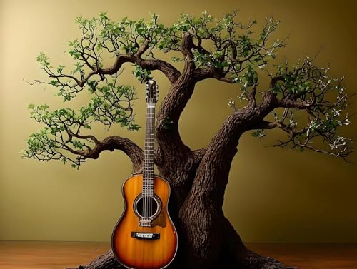 Malen Nach Zahlen Baum Gitarre Malen Nach Zahlen Kinder Erwachsene Bastelset, DIY Handgemalt Ölgemälde Kit für Anfänger, Mit 3-Pinseln und Acrylfarbe Handgemalt öLgemäLde Kit Geschenk 100x130cm M-411 von Saweefog