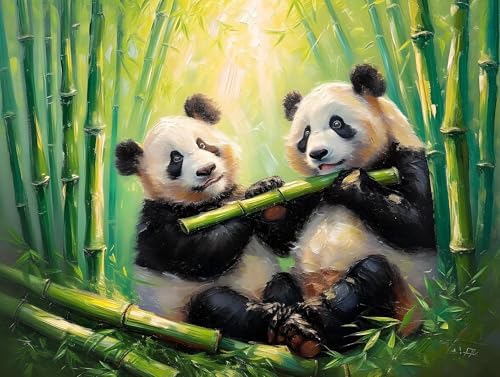 Malen Nach Zahlen Erwachsene, Paint by Numbers Tier Panda Malen Nach Zahlen Kinder, DIY mit Pinseln und Acrylfarben Handgemalt Ölgemälde Leinwand für Home Decor, Geschenk für Mädchen, 40x50cm M-121 von Saweefog