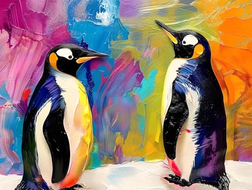 Malen Nach Zahlen Erwachsene, Paint by Numbers Tier Pinguin Malen Nach Zahlen Kinder, DIY mit Pinseln und Acrylfarben Handgemalt Ölgemälde Leinwand für Home Decor, Geschenk für Mädchen, 40x50cm M-111 von Saweefog