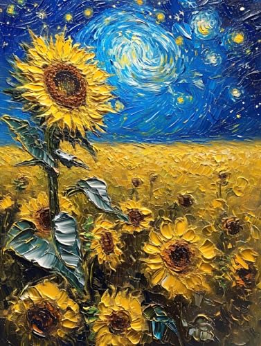 Malen Nach Zahlen Erwachsene Van Gogh Sonnenblume Malen Nach Zahlen Kinder, Paint By Numbers DIY Handgemalt Ölgemälde Set Mit 3 - Pinseln Acrylfarbe knitterfreie Leinwand Kit, Ohne Rahmen 20x30cm M621 von Saweefog