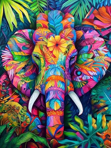 Malen Nach Zahlen erwachsene, Malen Nach Zahlen Kinder, DIY Handgemalt Ölgemälde Kit für Anfänger Mit 3-Pinseln und Acrylfarbe, Paint By Numbers Bastelset Geschenke, 80x110cm Elefant Farbe M-564 von Saweefog