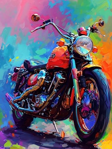 Malen Nach Zahlen erwachsene, Malen Nach Zahlen Kinder, DIY Handgemalt Ölgemälde Kit für Anfänger Mit 3-Pinseln und Acrylfarbe, Paint By Numbers Bastelset Geschenke, 80x110cm Farbe Motorrad M-518 von Saweefog