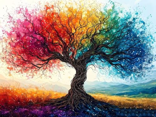 Vier Jahreszeiten Baum Diamond Painting Erwachsene, 5D Diamant Painting Bilder Kinder, DIY Vollbohrer Diamant Kunst Malerei Stickerei Set, Basteln Geschenk Mädchen, Home Wand Dekor 60x90cm P-5072 von Saweefog