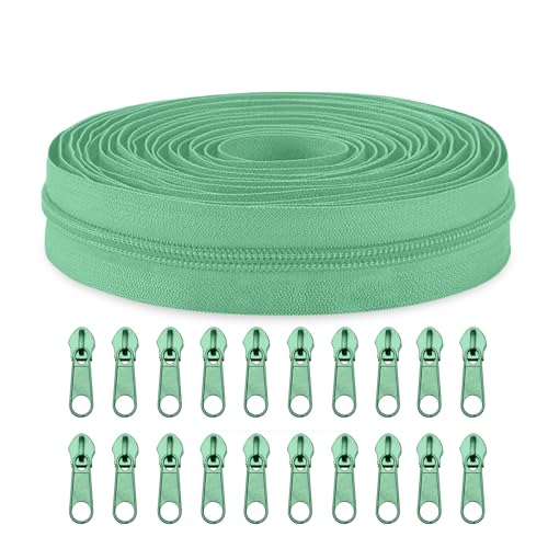 Sawoake #3 Nylon Coil Reißverschlüsse Bulk 9 Meter mit 20pcs Reißverschluss Schieber für DIY Nähen Schneider Handwerk Tasche Kleidungsstück Home Textile(Dunkelseegrün) von Sawoake