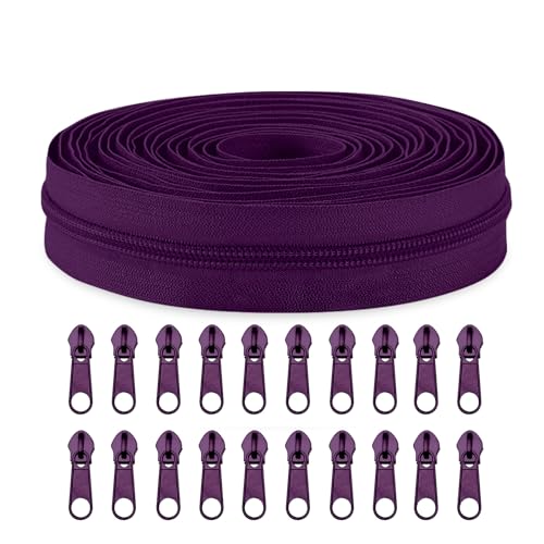 Sawoake #3 Nylon Coil Reißverschlüsse Bulk 9 Meter mit 20pcs Reißverschluss Schieber für DIY Nähen Schneider Handwerk Tasche Kleidungsstück Home Textile(Pfalz) von Sawoake