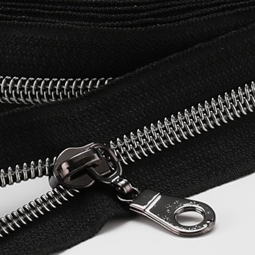 Sawoake 9m Bulk Zipper, (#5) Reißverschlüsse zum Nähen, Black Nylon Coil Zipper mit Gunmetal zähnen, Ersatz Nähreißverschluss mit 20PCS Reißverschluss Sliders(#5 Black Gunmetal) von Sawoake