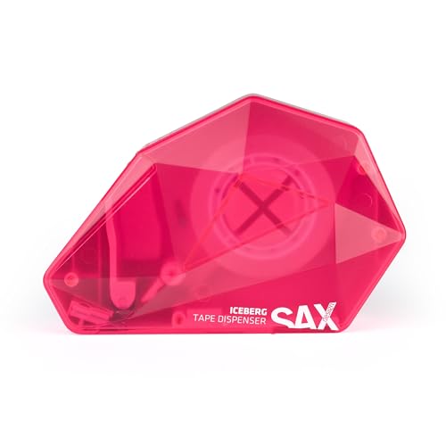 SAX ICEBERG Einhand-Klebebandabroller, Pink, inkl. 1 x Klebeband, Einhand-Bedienung, für Längenkontrollen beim Kleben, Staubabdeckung für sauberes Klebeband von Sax