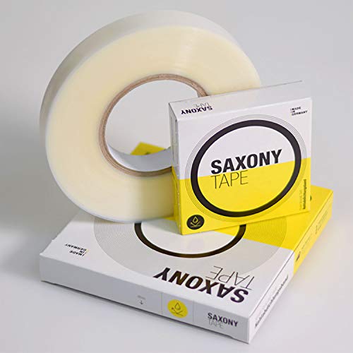 Saxony Tape Nahtabdichtungsband, 0,09 mm Stärke, transparent. Für Zier- und Funktionsnähte von Bekleidung und technischen Textilien. Einfacher Übertrag durch Aufbügeln (25m x 14mm) von Saxony Tape