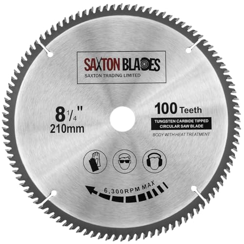 Saxton Fine Cutting TCT Kreissägeblatt, 210 mm x 100 T x 25,4 mm Bohrung, passend für Evolution Rage Sägen von Saxton Blades