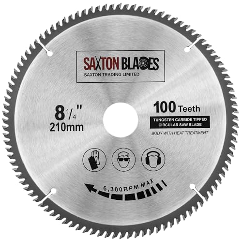 Saxton Fine Cutting TCT Kreissägeblatt, 210 mm x 100 T x 25,4 mm Bohrung, passend für Evolution Rage Sägen von Saxton Blades