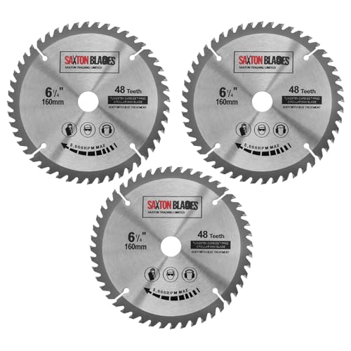 Saxton TCT Kreissägeblätter, 160 mm x 48 T x 20 mm, Bohrung, kompatibel mit Festool TS55 Bosch Makita, 3 Stück von Saxton Blades